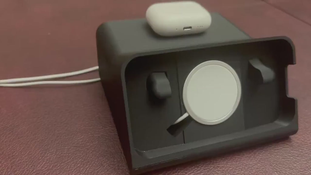 3d printed iPhone standby charger dock, charges Airpods and apple watches